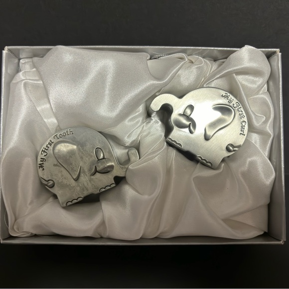 My First Tooth Elephant lined metal trinket boxes satin box Baby gift NIB - Picture 9 of 12